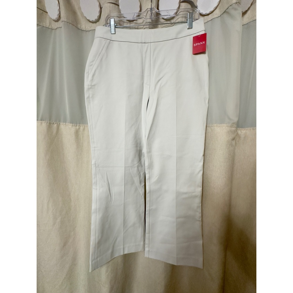 Spanx The Perfect Pant Wide Leg Off White High Rise Trousers Large New - Picture 3 of 9